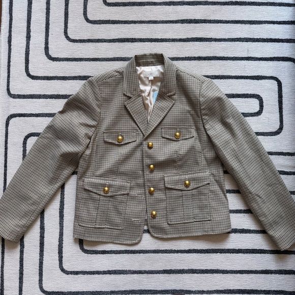 LOFT Plaid Eisenhower Jacket/Blazer with Gold Buttons Size Small Petite NWT - Picture 5 of 9